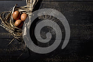Easter nest, eggs in straw