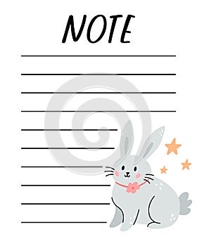 Easter notes list template. Organizer and Schedule with place for Notes. Good for Kids.