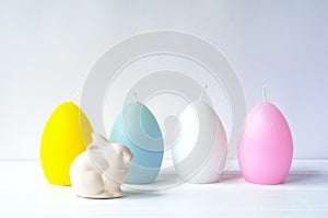 Easter Ostara, Eoster bunny with egg shaped candles