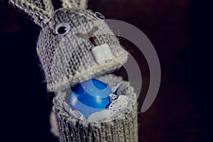 Easter painted eggs in a handmade box