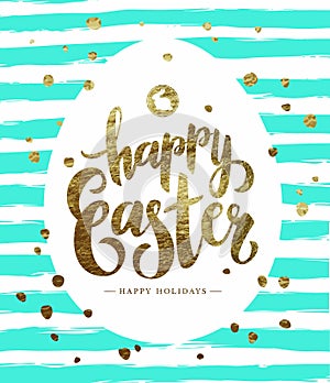 Easter Pastcard with Grunge Egg and Calligraphic Text.