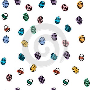 An Easter pattern with coloful hand dran eggs photo