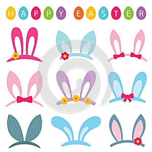 Easter photo booth props set bunny ears