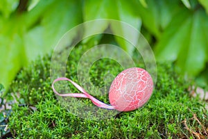 Easter pink egg with texture of craquelure