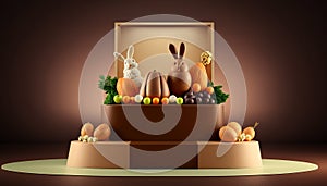 Easter Product Podium Stage. AI Generative.