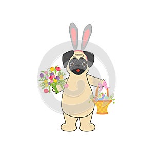 Easter pug with basket