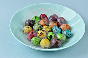 The quail eggs. Easter painted eggs. Holy Easter