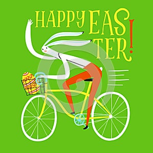 Easter rabbit cyclist illustration