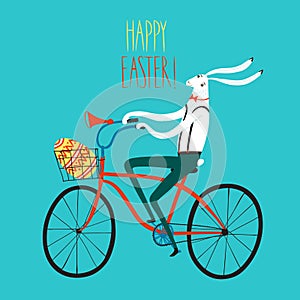 Easter rabbit cyclist illustration