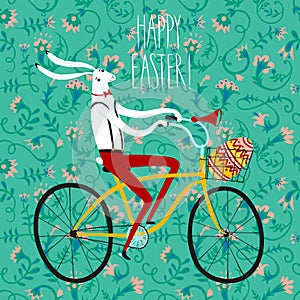 Easter rabbit cyclist illustration