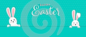 Easter rabbit, easter Bunny. Vector illustration. Easter Day. Happy Easter greeting card, banner with egg, rabbit. Easter Bunny,