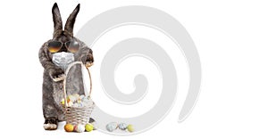 Easter rabbit with medical mask at epidemic time