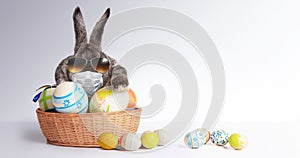 Easter rabbit with medical mask at epidemic time