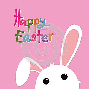 Easter rabbit on pink and colorful text