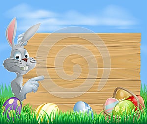 Easter rabbit pointing at message