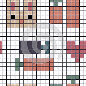 Easter rabbit seamless repeat pattern in orange, yellow, red, violet, green, blue, black, indigo and white