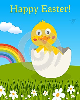 Easter Rainbow Card with Chick into an Egg