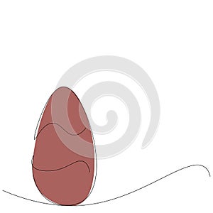 Easter red egg line draw, vector illustration