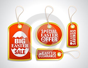 Easter red sale tag set concept design