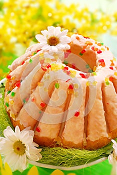 Easter ring cake with glaze