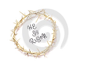 Easter He is Risen Quote isolated on white background with Crown