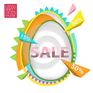 Easter Sale Abstract geometric background with egg in trendy sty