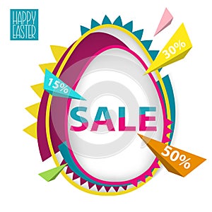 Easter Sale background with egg in trendy style. Stock vector