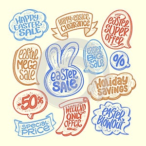 Easter sale and Easter offers graphic elements vector set