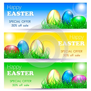 Easter Sales Discount Header. Seasonal Banner