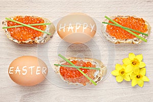 Easter sandwiches with caviar