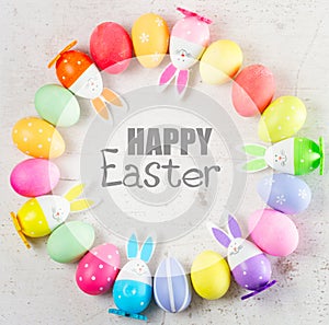 Easter scene with colored eggs