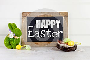 Easter scene with colored eggs