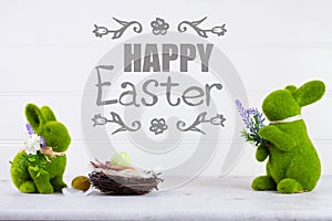 Easter scene with colored eggs