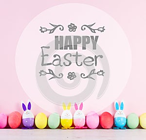 Easter scene with colored eggs
