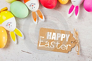 Easter scene with colored eggs