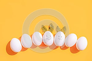 Easter scene with white eggs