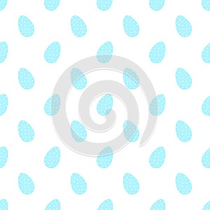 Easter seamless pattern of blue eggs in polka-dot on a transparent background. Vector illustration for spring holiday, print, wrap