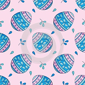 Easter seamless pattern with colored eggs.