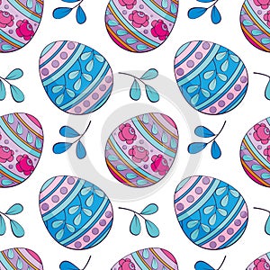 Easter seamless pattern with colored eggs.