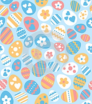 Easter seamless pattern with colorful eggs