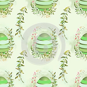 Easter seamless pattern with colorful eggs. Background with painted multicolored eggs symbol of Easter. Spring symbolic template