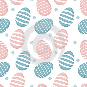 Easter seamless pattern, painted striped eggs in pastel colors. Festive decor, print, textile, cover