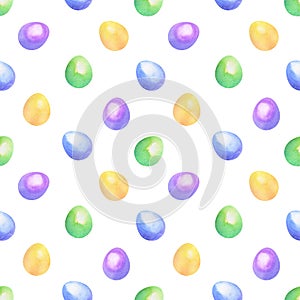 Easter seamless patterns with colored eggs