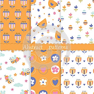 Easter seamless patterns set