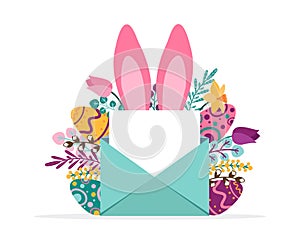 Easter season greeting card with flowers