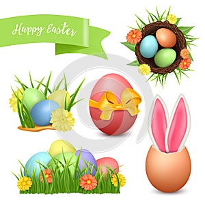 Easter set. 3d vector icons realistic