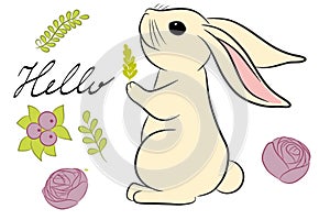 Easter set with rabbit clip art