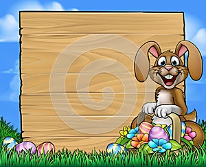 Easter Sign Bunny Eggs Background