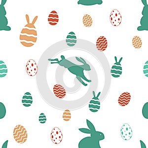 Easter Silhouette seamless vector in different colors. Isolated background.