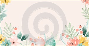 Easter spring background banner with flowers and free space for text